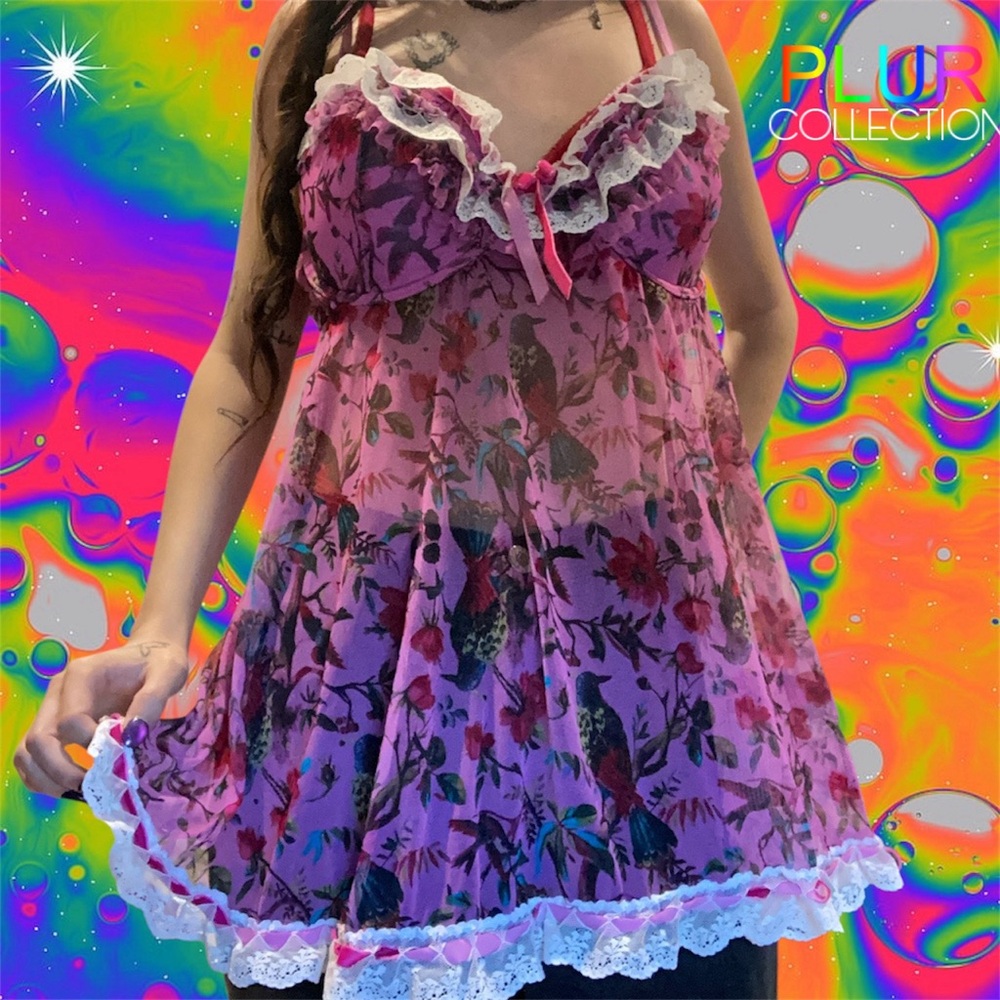Vintage Y2k Cassandra Intimate ms Fairycore Ruffle Laced Babydoll Top